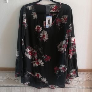 Autumn Falling Flora Print Blouse